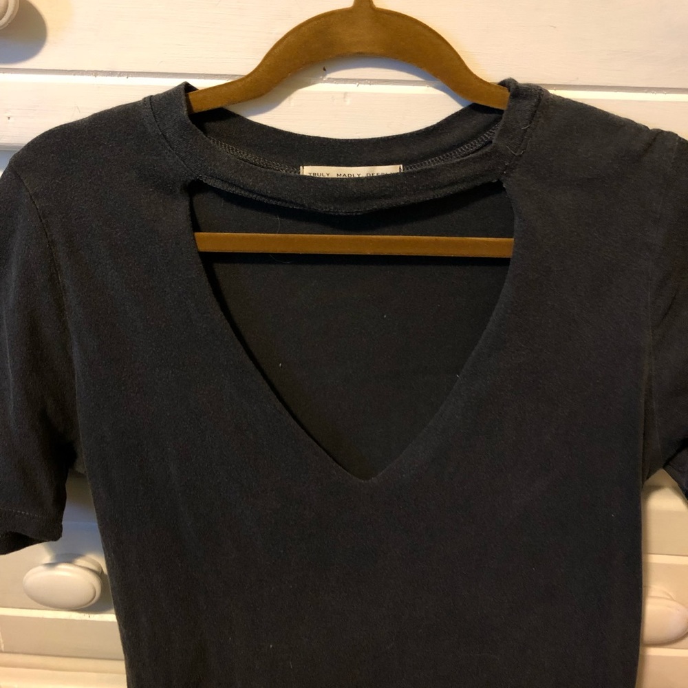 Edgy deep v neck tee